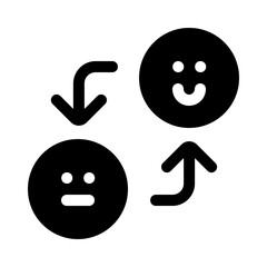 mood swings icon with glyph style, perfect for user interface projects