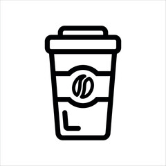 Paper coffee cup icon in outline style