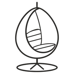 Swinging egg chair line art outline illustration 