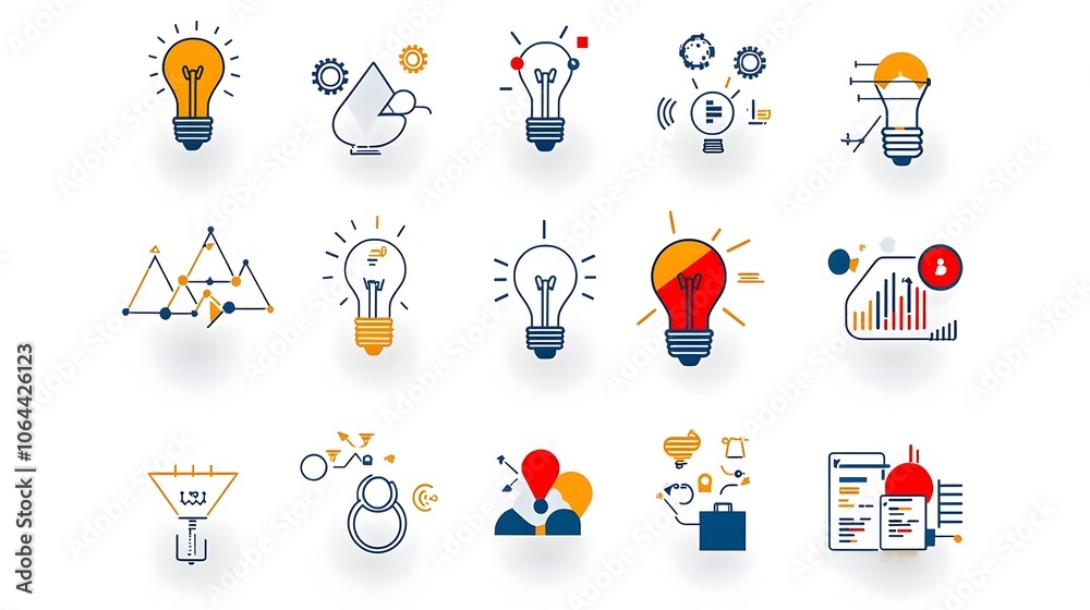 Poster breakthrough solutions with creative symbols and collaborative ideas on a clean white background of 