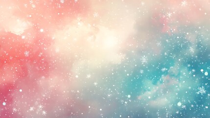 Obraz premium Abstract Watercolor Background with Falling Snowflakes and Pastel Colors