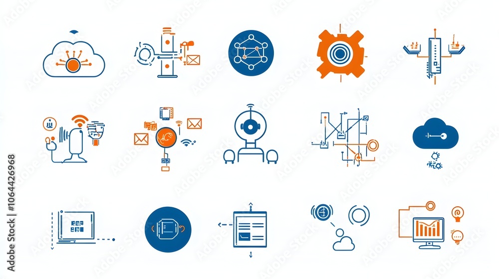 Poster showcasing the of intelligence and robotic arms driving digital transformation and innovation in the technology industry  The image depicts cloud computing big data analysis