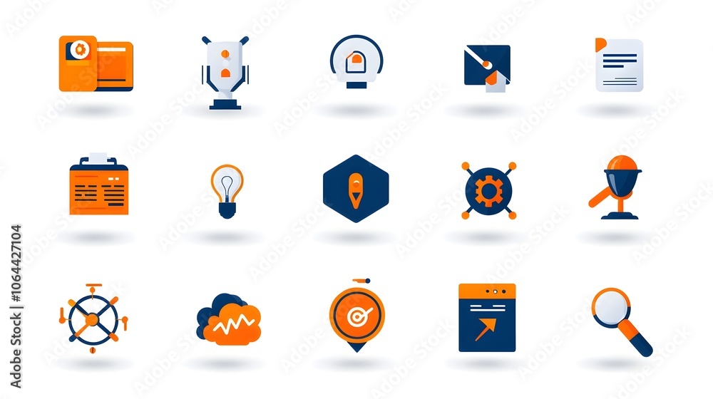 Poster Comprehensive Collection of Icons Showcasing Symbols of Machine Learning Deep Learning and Neural Networks on a Clean White Background  Representing the Innovative Analytical