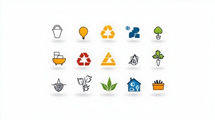 depicting various corporate social responsibility CSR themes including recycling ethical business practices and community support initiatives against a clean white background