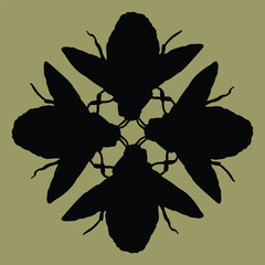 wasp motif tile or ceramic design with a grayish green color