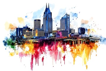 Obraz premium City colorful silhouette with blots. 