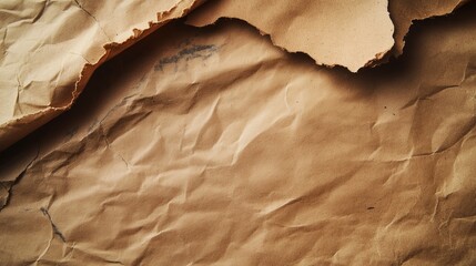 A close-up of brown paper with creases and folds