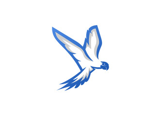 Awesome Flying Blue Bird Animal Outline Logo Design Vector Silhoutte