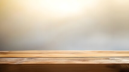 Wooden Table with Softly Blurred Backdrop.