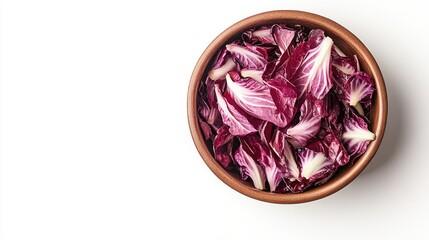 Fototapeta premium Fresh Red Cabbage Leaves in Wooden Bowl