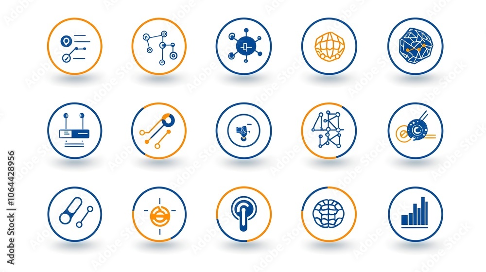 Aufkleber Intelligence Symbols and Icons Representing Data Mining Cognitive Computing and Machine Learning Technologies