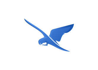 Awesome Flying Blue Bird Animal Outline Logo Design Vector Silhoutte