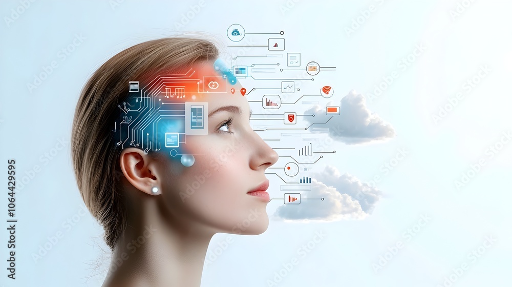 Fototapete Intelligence Icon Set with Data Analytics Neural Networks and Smart Assistants on White Background  Conceptual Image Representing Digital Transformation Machine Learning and Advanced Technology