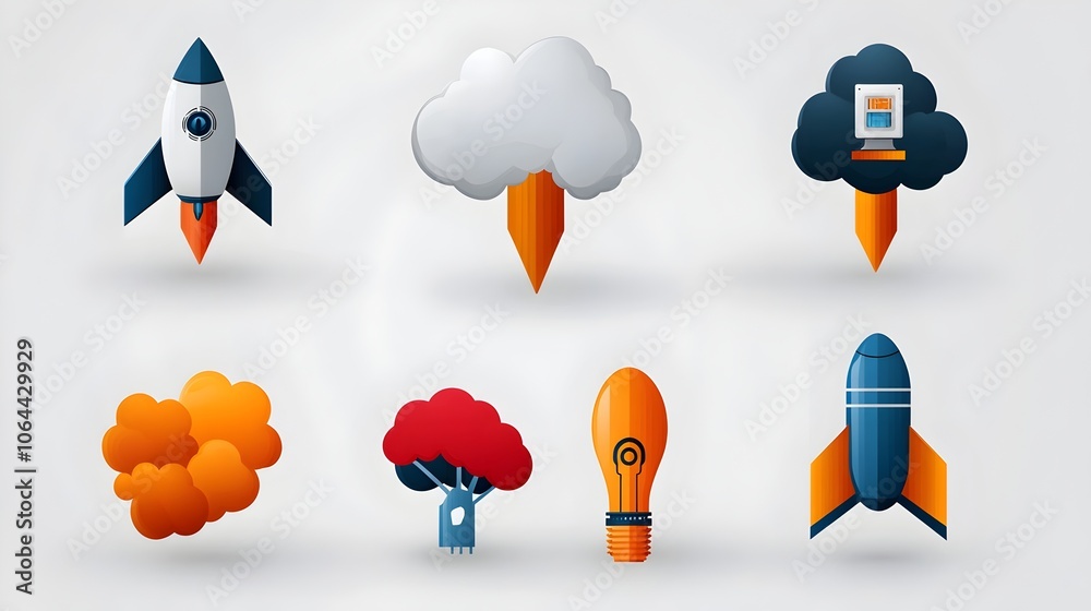 Poster Intelligence Icon Set with Data Clouds Machine Vision and Smart Technology on a Clean White Background  High Tech Digital Futuristic for Computer Software IT and Technology Concepts
