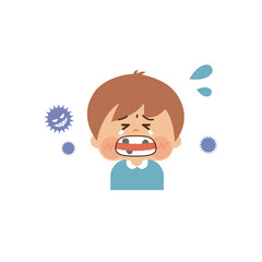虫歯の子供　かわいいイラスト素材