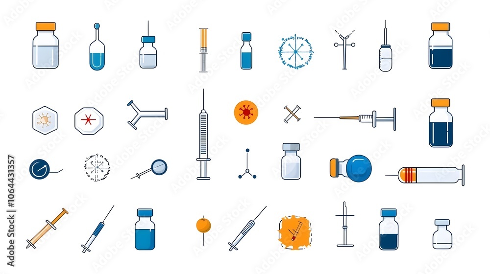 Aufkleber comprehensive set of vaccine science icons including syringes vials and various immunity symbols dis