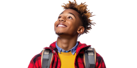 Smiling Young Man Looking Up.
