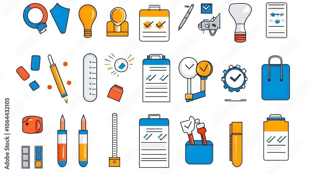Aufkleber Comprehensive collection of survey and poll icons featuring various question forms ratings and data symbols presented on a clean white background