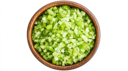 Freshly Chopped Celery in Rustic Bowl