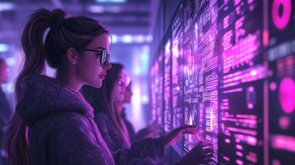 Women Collaborating in High-Tech Laboratory Environment