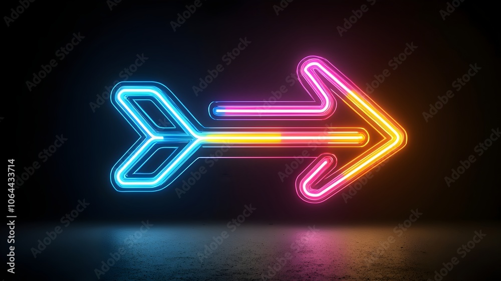 Aufkleber bright vibrant light beams forming a sleek dynamic arrow shape that points right with an energetic f