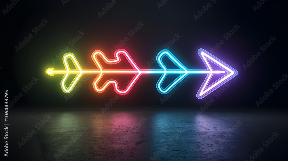 Poster striking image depicting a vibrant smooth flowing light beam arrow radiating dynamic captivating ene