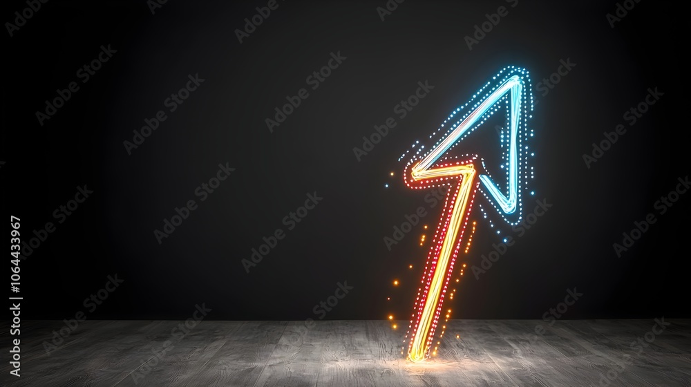 Aufkleber Vibrant arrow shaped light beams in a radiant colorful display embodying a sense of energy momentum and dynamic movement against a sleek dark background