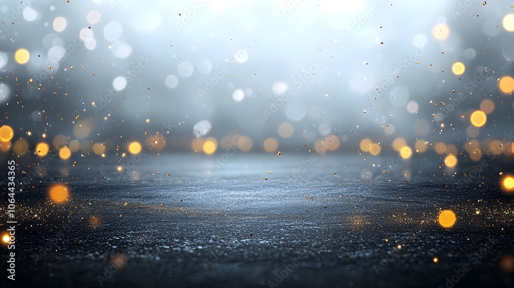 Poster Mesmerizing background with glowing golden particles and gentle bokeh creating an ethereal and captivating atmosphere with a sense of luxury and glamour