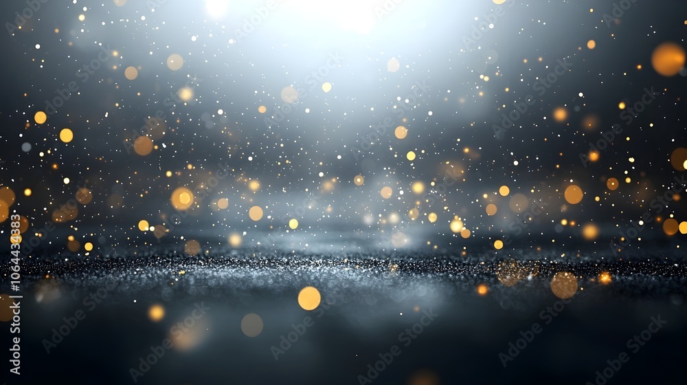 Fototapete Shimmering golden dust and soft bokeh creating a magical and ethereal atmosphere filling the air with light spots and a captivating celestial ambiance