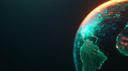 Illuminated globe showcasing Earth with vibrant colors and detailed geography.