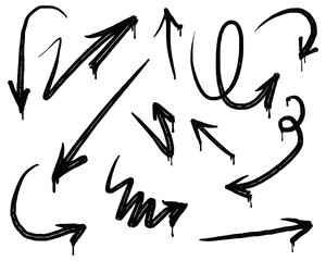 collection of Spray painted graffiti Arrow in black over white. isolated on white background. vector illustration