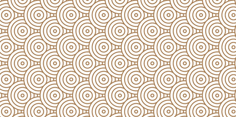 Fototapeta premium Abstract Overlapping Pattern. Seamless geometric ocean spiral pattern and abstract circle wave lines. brown seamless tile stripe geomatics create retro line backdrop pattern background.