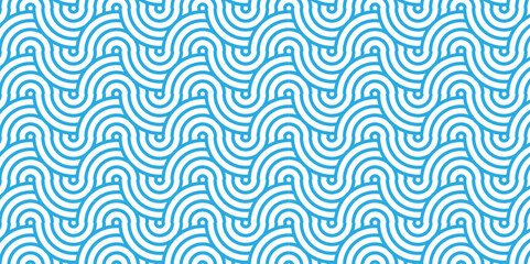 Abstract vector overlapping and fabric seamless pattern with waves and blue geometric retro background. blue seamless tile stripe geomatics create retro square line backdrop pattern background
 