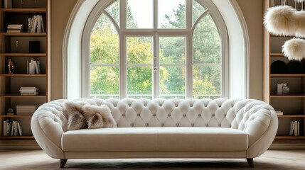 Fototapeta premium Modern Living Room Interior with White Furniture
