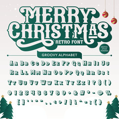 Transparent Merry Christmas Groove Retro Vintage Display Bold Font alphabet