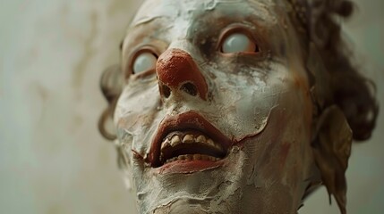 Fototapeta premium Creepy Clown Face: A Disturbing Portrait of Horror