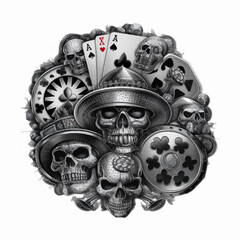 halloween gothic vector illustration playing cards with skulls