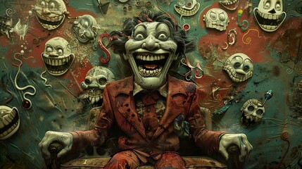 Fototapeta premium The Unsettling Smile: A Surreal and Disturbing Digital Artwork