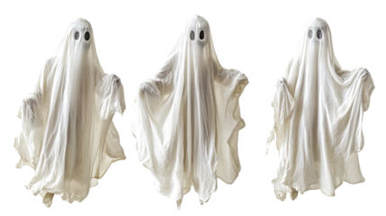 Three Friendly Ghost Decorations for Halloween Festivities Generative AI