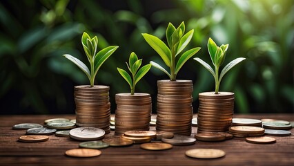 plant growing from coins