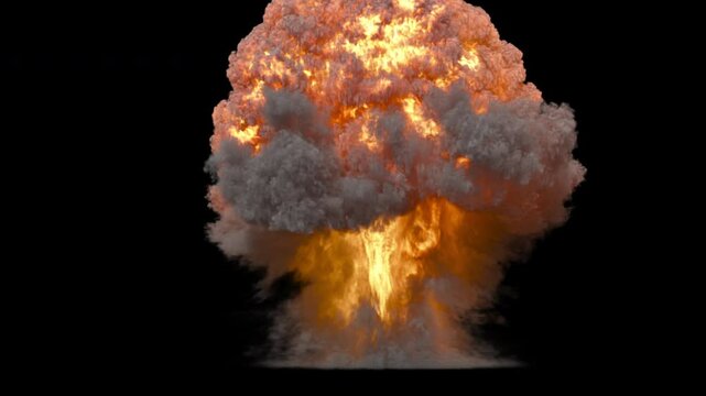 simulation of a nuclear explosion on a dark background