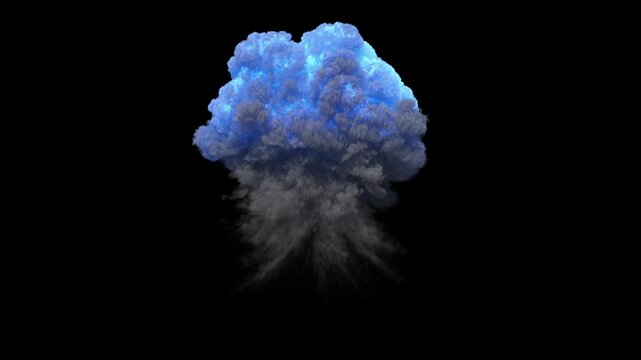simulation of a nuclear explosion on a dark background