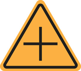 Warning Plus Positive Polarity Symbol Sign.