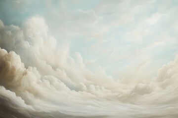 Vintage digital oil painting of a beautiful cloudscape. Wall decor, art print, fine art, wallpaper, beautiful background design. Generative AI.