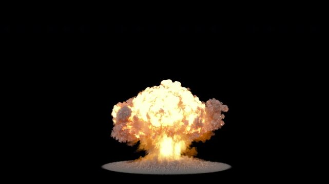 simulation of a nuclear explosion on a dark background
