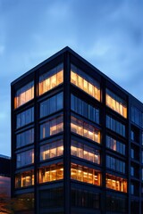 Fototapeta premium the AI Image Generator, Modern Office Buildings at Dusk