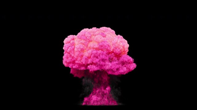 simulation of a nuclear explosion on a dark background