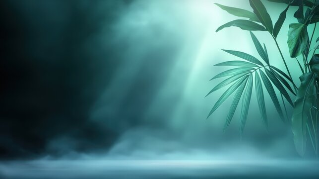 A deep dark green background illuminated by soft light, ideal for creating a calming atmosphere in wellness materials, nature-themed designs, or holiday promotions.