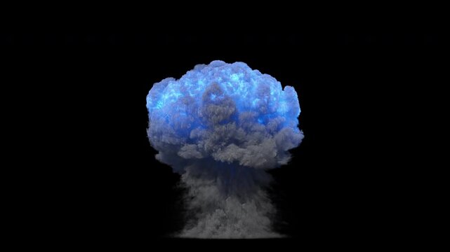 simulation of a nuclear explosion on a dark background