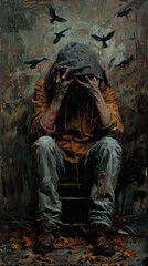The Weight of Sorrow: A Figurative Painting Exploring Despair and Loneliness